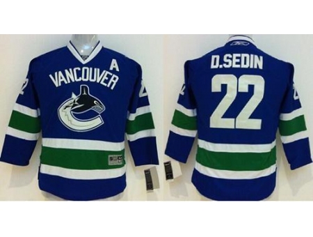 Kids Vancouver Canucks #22 Daniel Sedin Blue NHL Jersey