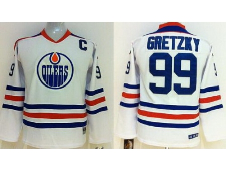 Kids Edmonton Oilers 99 Wayne Gretzky White NHL Jerseys