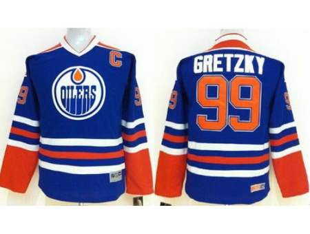 Kids Edmonton Oilers 99 Wayne Gretzky Blue NHL Jersey