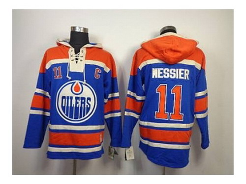 NHL Jerseys Edmonton Oilers #11 messier blue[pullover hooded sweatshirt][patch C]