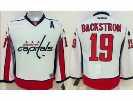 Youth NHL Washington Capitals #19 Nicklas Backstrom Stitched white jerseys