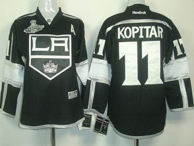 Los Angeles Kings #11 Anze Kopitar Black Stanley Cup Finals Champions Patch NHL Jerseys LA Style