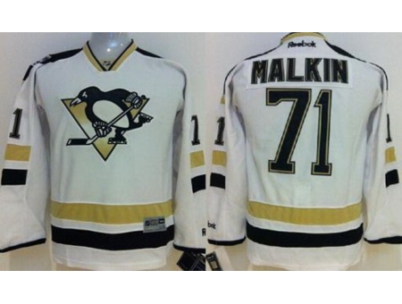 Kids Pittsburgh Penguins 71 Evgeni Malkin White NHL Jerseys