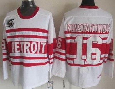 Detroit Red Wings 16# Konstantinov White 75TH CCM NHL Jerseys