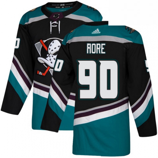 Mens Adidas Anaheim Ducks 90 Giovanni Fiore Authentic Black Teal Third NHL Jersey