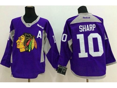 Chicago Blackhawks #10 Patrick Sharp Purple Hockey Fights Cancer Stitched NHL Jersey