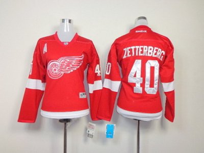 Women NHL Detroit Red Wings #40 Zetterberg red Jerseys