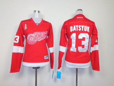 Women NHL Detroit Red Wings #13 Datsyuk red Jerseys