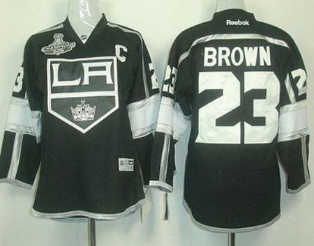 Kids Los Angeles Kings #23 Dustin Brown Black Stanley Cup Finals Champions Patch NHL Jerseys LA Styl