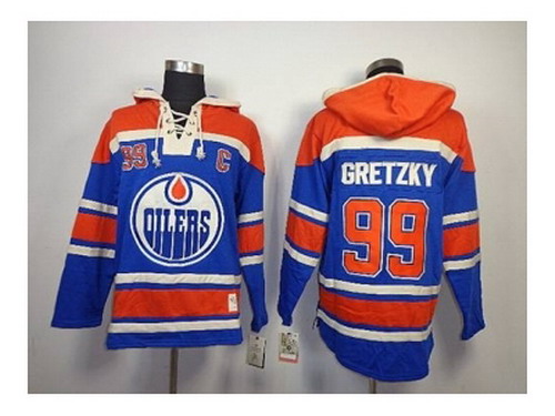 NHL Jerseys Edmonton Oilers #99 gretzky blue[pullover hooded sweatshirt][patch C]