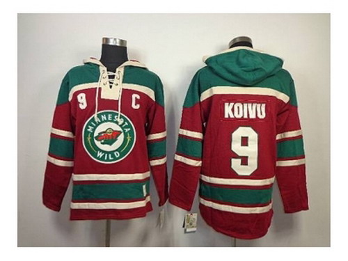 NHL Jerseys Minnesota Wild #9 koivu red-green[pullover hooded sweatshirt][patch C]