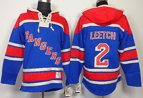 New York Rangers 2 Brian Leetch Blue Lace-Up Jersey Hoodies