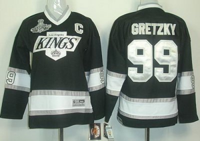 Los Angeles Kings #99 Wayne Gretzky Black Stanley Cup Finals Champions Patch NHL Jerseys