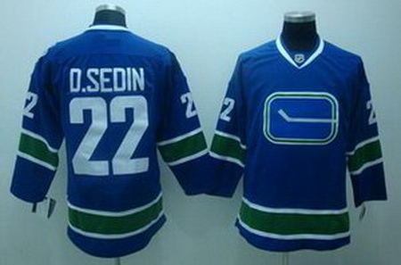 KIDS Vancouver Canucks 22 D.sedin blue 3rd Jersey