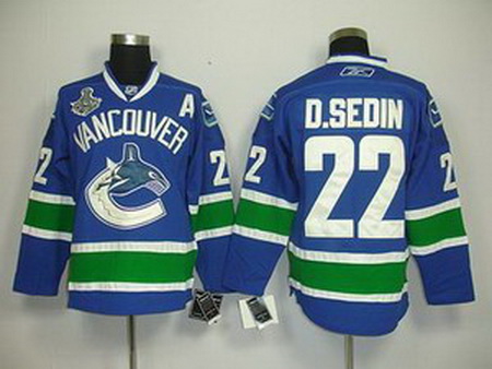 KIDS Vancouver Canucks 22 D.SEDIN blue 2011 Stanley Cup Jerseys