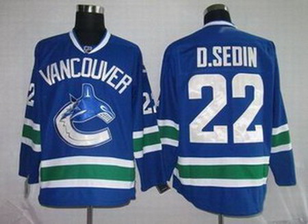 KIDS Vancouver Canucks 22 D.SEDIN blue Jerseys