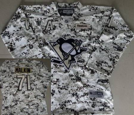 Kids Pittsburgh Penguins 71 Evgeni Malkin White Camo NHL Jerseys