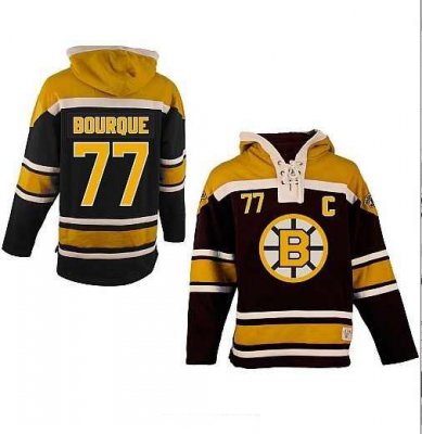 Boston Bruins 77# Ray Bourque Black Color Hooded Sweatshirt