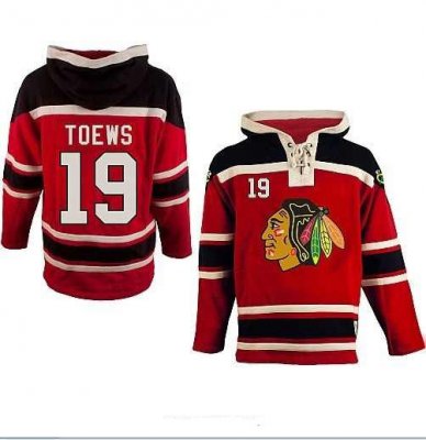 Chicago Blackhawks 19# Jonathan Toews Red Color Hooded Sweatshirt