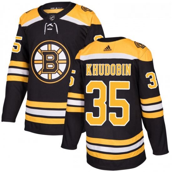 Youth Adidas Boston Bruins 35 Anton Khudobin Authentic Black Home NHL Jersey