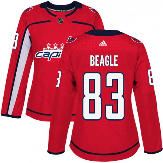 Womens Adidas Washington Capitals 83 Jay Beagle Authentic Red Home NHL Jersey