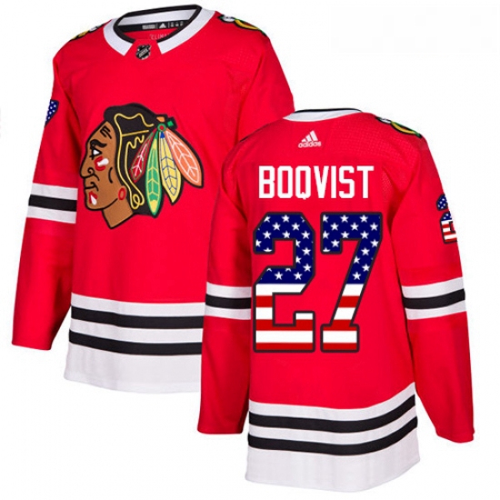 Youth Adidas Chicago Blackhawks 27 Adam Boqvist Authentic Red USA Flag Fashion NHL Jersey