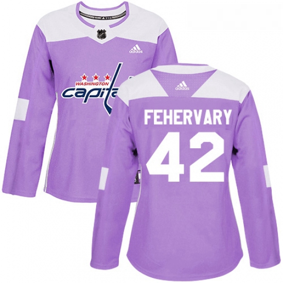 Womens Adidas Washington Capitals 42 Martin Fehervary Authentic Purple Fights Cancer Practice NHL Je