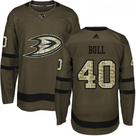 Youth Adidas Anaheim Ducks 40 Jared Boll Premier Green Salute to Service NHL Jersey