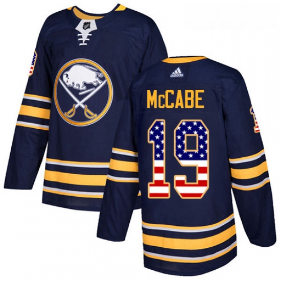 Youth Adidas Buffalo Sabres 19 Jake McCabe Authentic Navy Blue USA Flag Fashion NHL Jersey