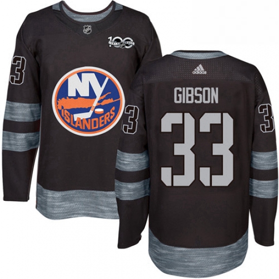 Mens Adidas New York Islanders 33 Christopher Gibson Premier Black 1917 2017 100th Anniversary NHL J