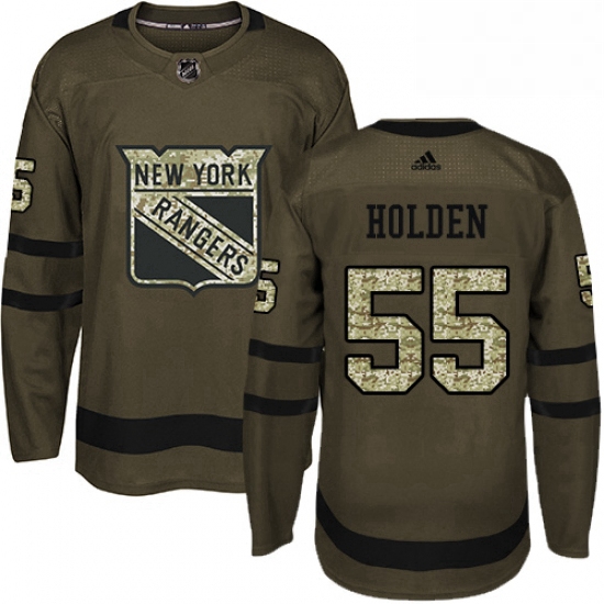 Mens Adidas New York Rangers 55 Nick Holden Authentic Green Salute to Service NHL Jersey