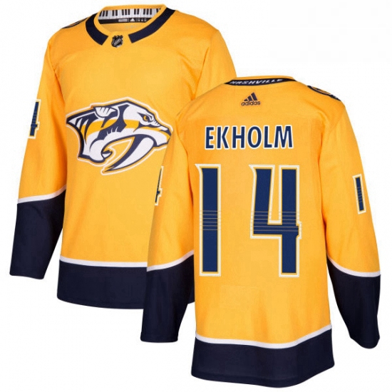 Mens Adidas Nashville Predators 14 Mattias Ekholm Premier Gold Home NHL Jersey