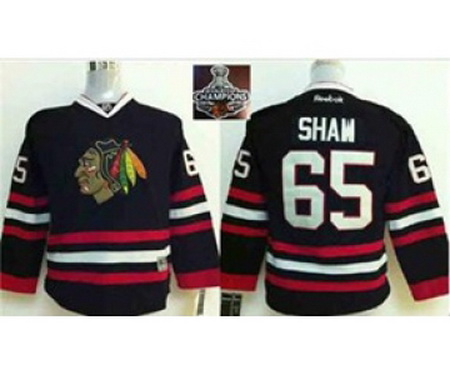 youth nhl jerseys chicago blackhawks #65 shaw black[2015 Stanley cup champions]