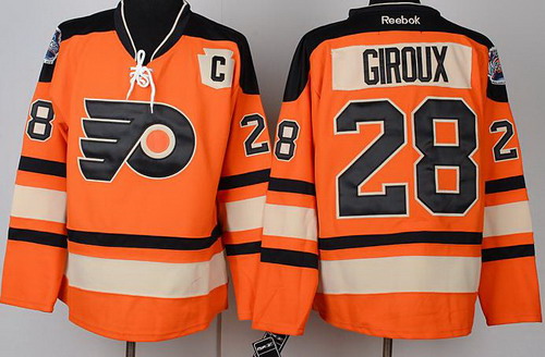 Philadelphia Flyers 28 Claude Giroux Orange Winter Classic NHL Jerseys C Patch