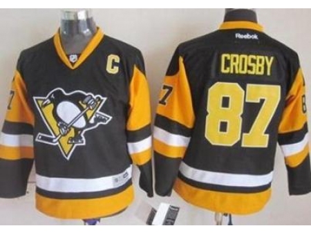 Youth Pittsburgh Penguins #87 Sidney Crosby Black Stitched NHL Jersey II