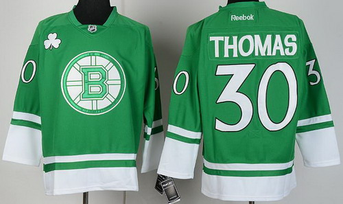 Boston Bruins 30 Tim Thomas Green St Patty's Day NHL Jersey