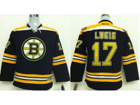 Kids Boston Bruins 17 Milan Lucic Black NHL Hockey Jerseys