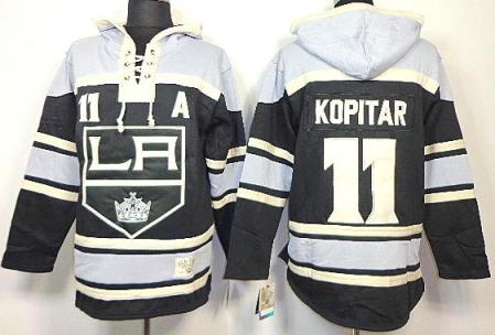 Los Angeles Kings 11 Anze Kopitar Black Lace-Up NHL Jersey Hoodies