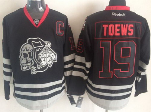 Chicago Blackhawks 19 Marian Hossa 2013 Black Ice NHL Jerseys Skull Logo Fashion