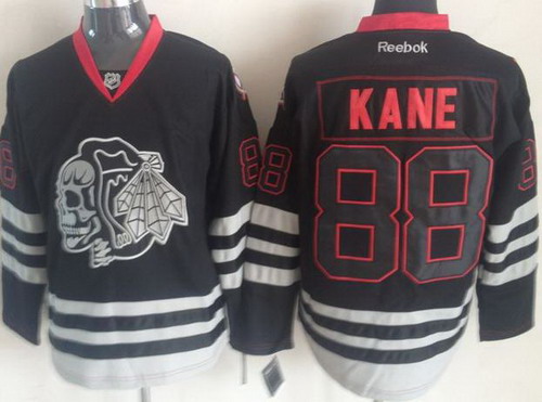 Chicago Blackhawks 88 Patrick Kane 2013 Black Ice NHL Jerseys Skull Logo Fashion