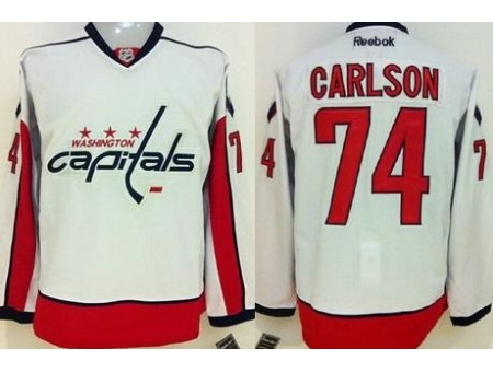 Washington Capitals #74 John Carlson White Stitched NHL Jersey