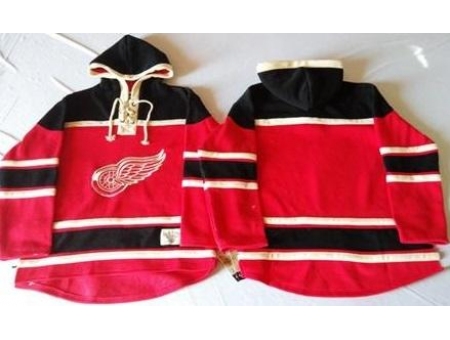 Detroit Red Wings Blank Red Sawyer Hooded Sweatshirt Stitched NHL Jersey