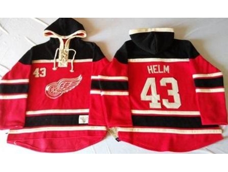 Detroit Red Wings 43 Darren Helm Red Sawyer Hooded Sweatshirt Stitched NHL Jersey