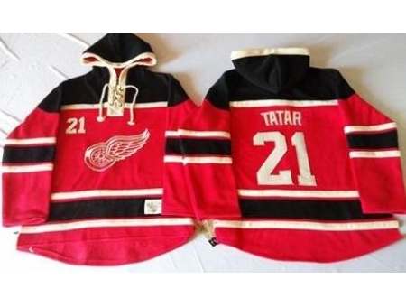 Detroit Red Wings 21 Tomas Tatar Red Sawyer Hooded Sweatshirt Stitched NHL Jersey