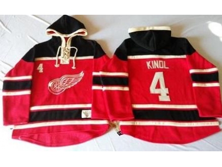 Detroit Red Wings 4 Jakub Kindl Red Sawyer Hooded Sweatshirt Stitched NHL Jersey