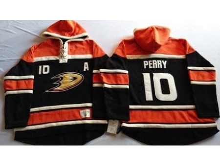 Anaheim Ducks 10 Corey Perry Black Sawyer Hooded Sweatshirt Stitched NHL Jersey