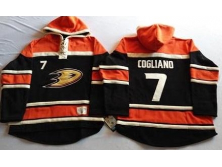 Anaheim Ducks 7 Andrew Cogliano Black Sawyer Hooded Sweatshirt Stitched NHL Jersey