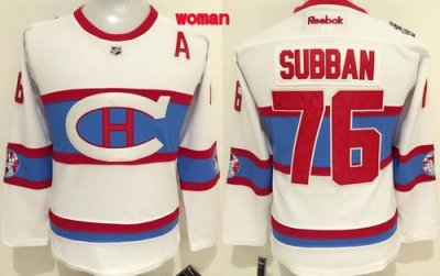 Canadiens #76 P K Subban White 2016 Winter Classic Womens Stitched NHL Jersey