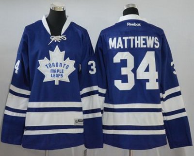 Maple Leafs #34 Auston Matthews Blue Womens Alternate Stitched NHL Jersey