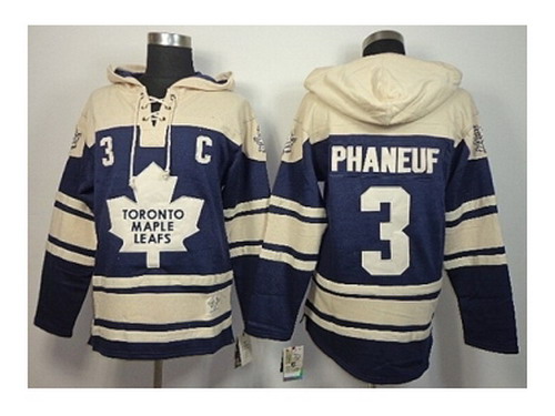 NHL Jerseys Toronto Maple Leafs #3 Phaneuf blue-cream[pullover hooded sweatshirt][patch C]